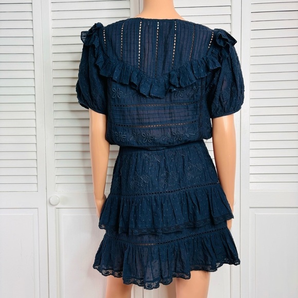 LOVE SHACK FANCY Navy Blue Cotton Short Dress Size Medium - Picture 8 of 8